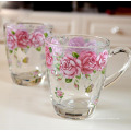 Haonai hotsale decal glass mug,glass tea cups with full around printing.